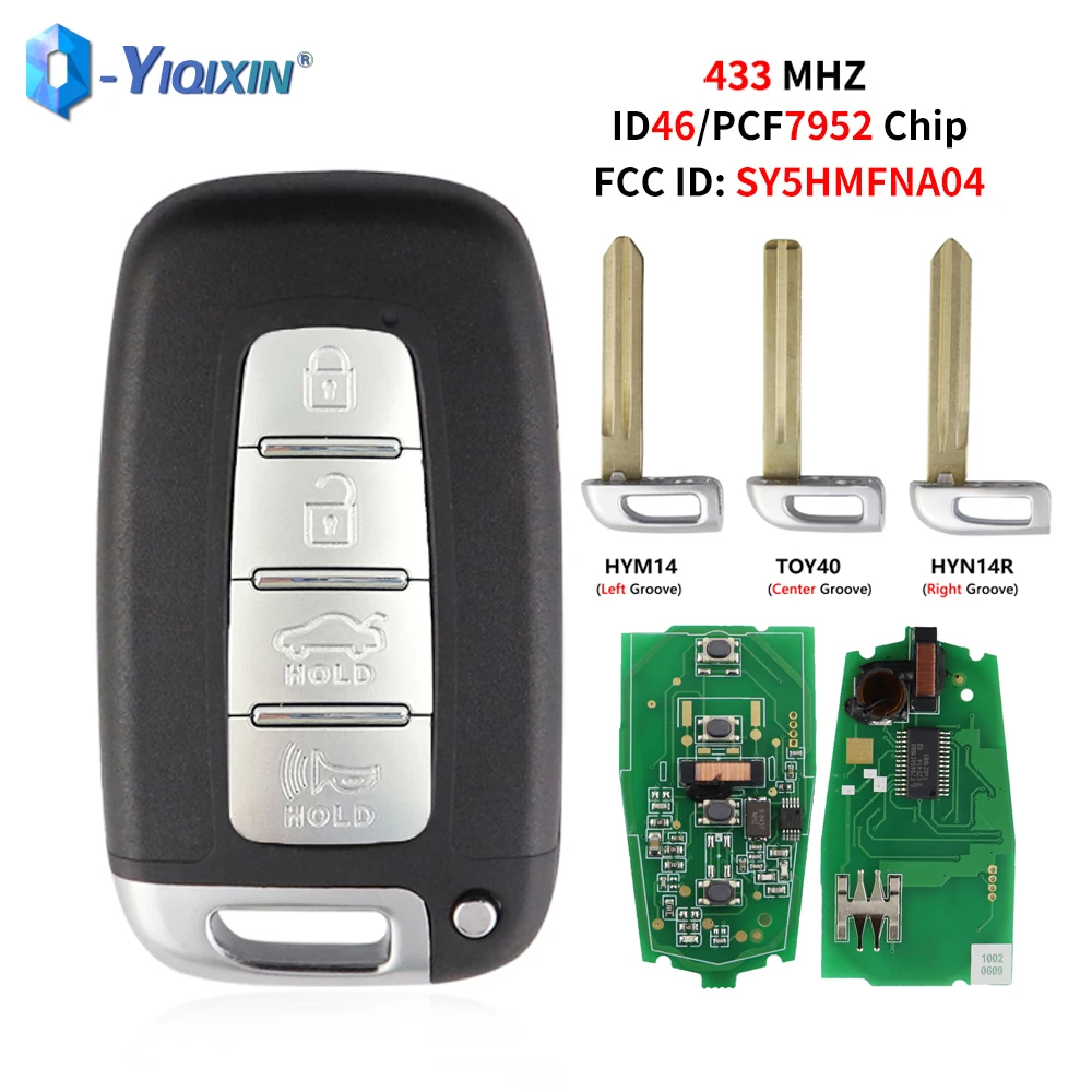 YIQIXIN 4 Buttons 433MHZ Remote Car Key For Kia K2 K5 Rio Soul Borrego Sorento Optima Hyundai I30 IX35 Sonata Genesis Equus ID46 yiqixin remote case car key shell 3 4 buttons for hyundai igenesis santa fe 2012 2018 equus azera tucson genesis housing cover