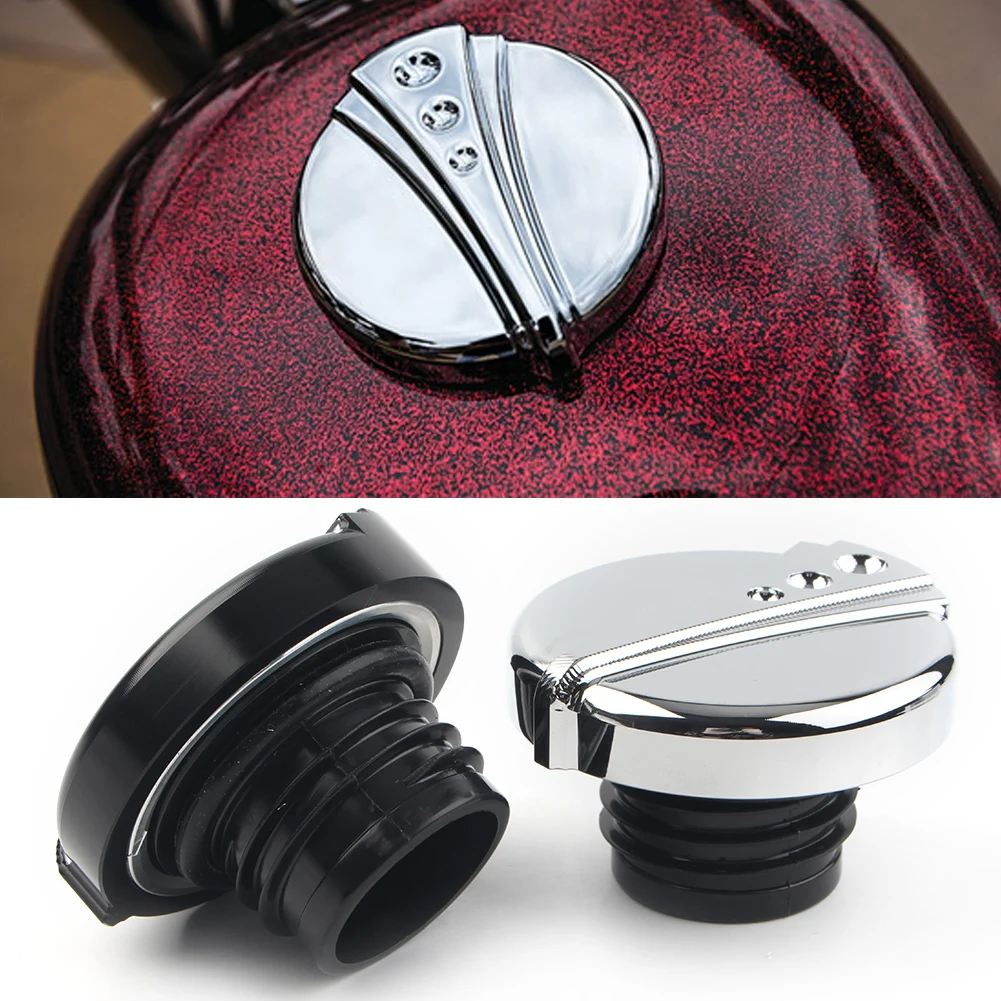 Moto Carburante Tappo Del Serbatoio Del Gas Olio Cnc Per Harley Xl Sportster Xl883 Xl1200 48 Dyna Freewheeler Nero Chrome Screw-In