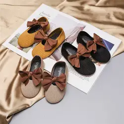 Детская обувь; Новинка 2019 года; Осенняя обувь принцессы с бантом для девочек; обувь в Корейском стиле для девочек; тонкие туфли;