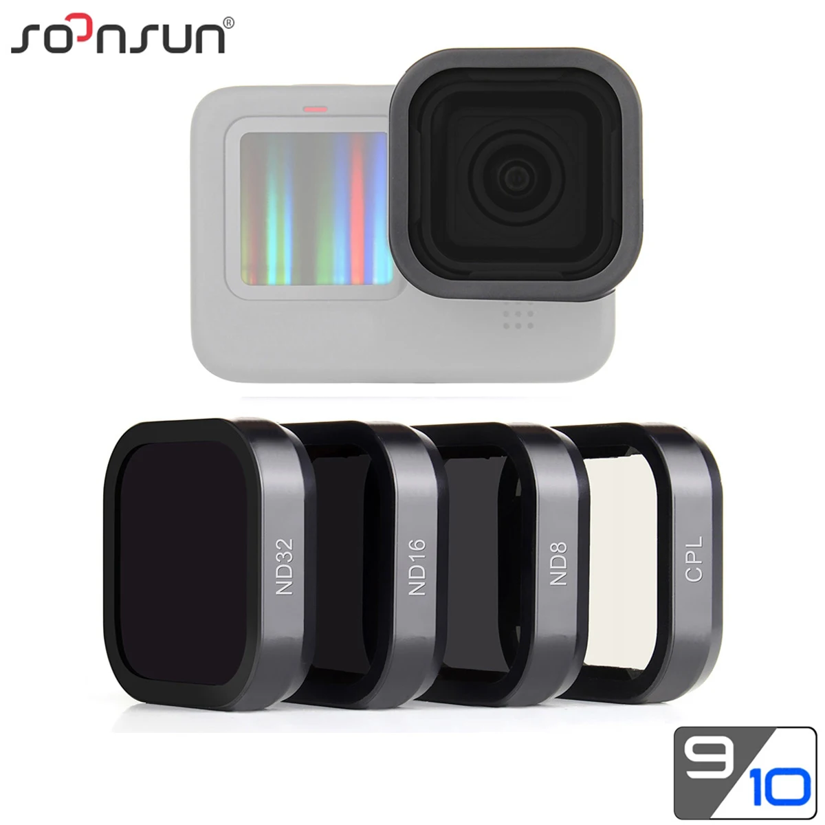 Набор фильтров SOONSUN CPL ND8 ND16 ND32 ND для GoPro Hero 10 9 Black фильтр объектива Go Pro Аксессуары |