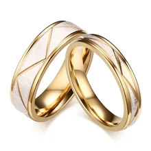 Wedding Rings for Love Matte Finish Stainless Steel Gold Color Women Men Couple Bands Engrave Name Gift R00142
