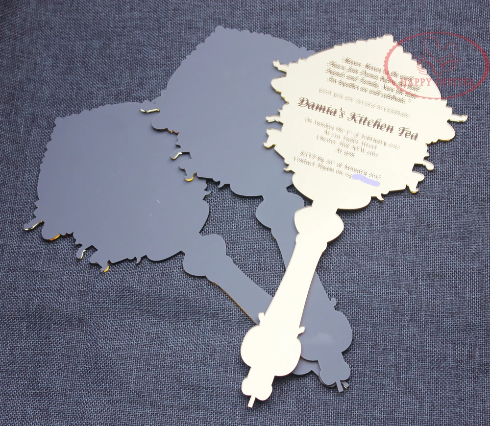 HI4053-09 Customized Golden Mirror Acrylic Wedding Invitation Card with Envelope