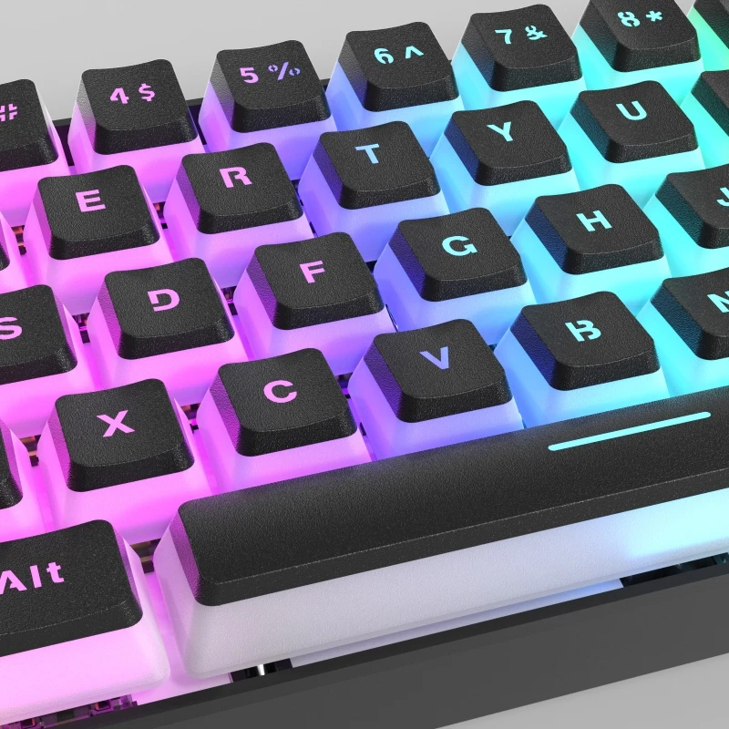 Type-C RGB LED Double Skin Milk Wired Mechanical Keyboard Mini Gaming Keyboard 61 Keys Gateron Switchs for PC Mac