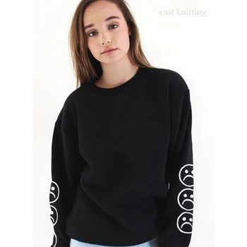 

Sad Face Graphic Print Sweatshirts Women Funny Long Sleeve Hoodies Autumn Casual Pullover Woman O-Neck Harajuku Winter Tops