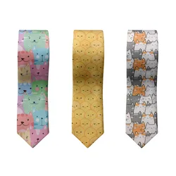 Kawaii Mini Cat Print Tie For Men Women High Quality 8cm Polyester Casual Formal Wear Tie Wedding Party Dating With Best Man Tie