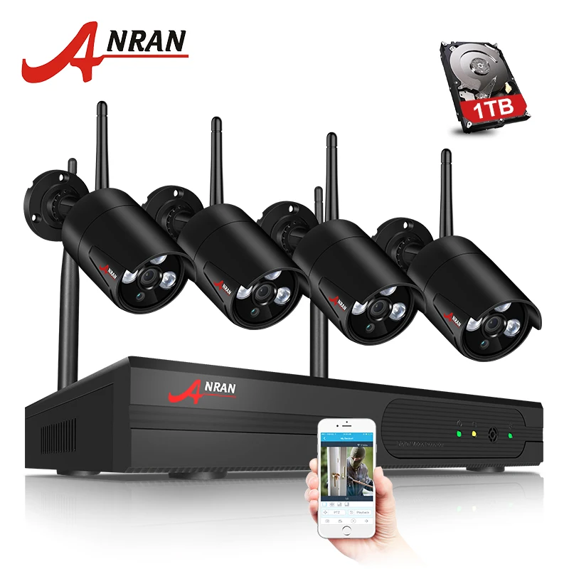 

ANRAN 4CH 1080P HDMI Wifi NVR Security Camera System IR Outdoor Waterproof CCTV Camera Wireless Surveillance System 2TB HDD