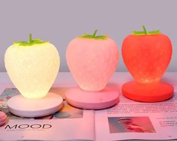 

3 Colors Silicone Strawberry Night Light 2.5W light bulb USB Rechargeable Table Lamp Cartoon Touch Sensor Lights Bedroom Lamps