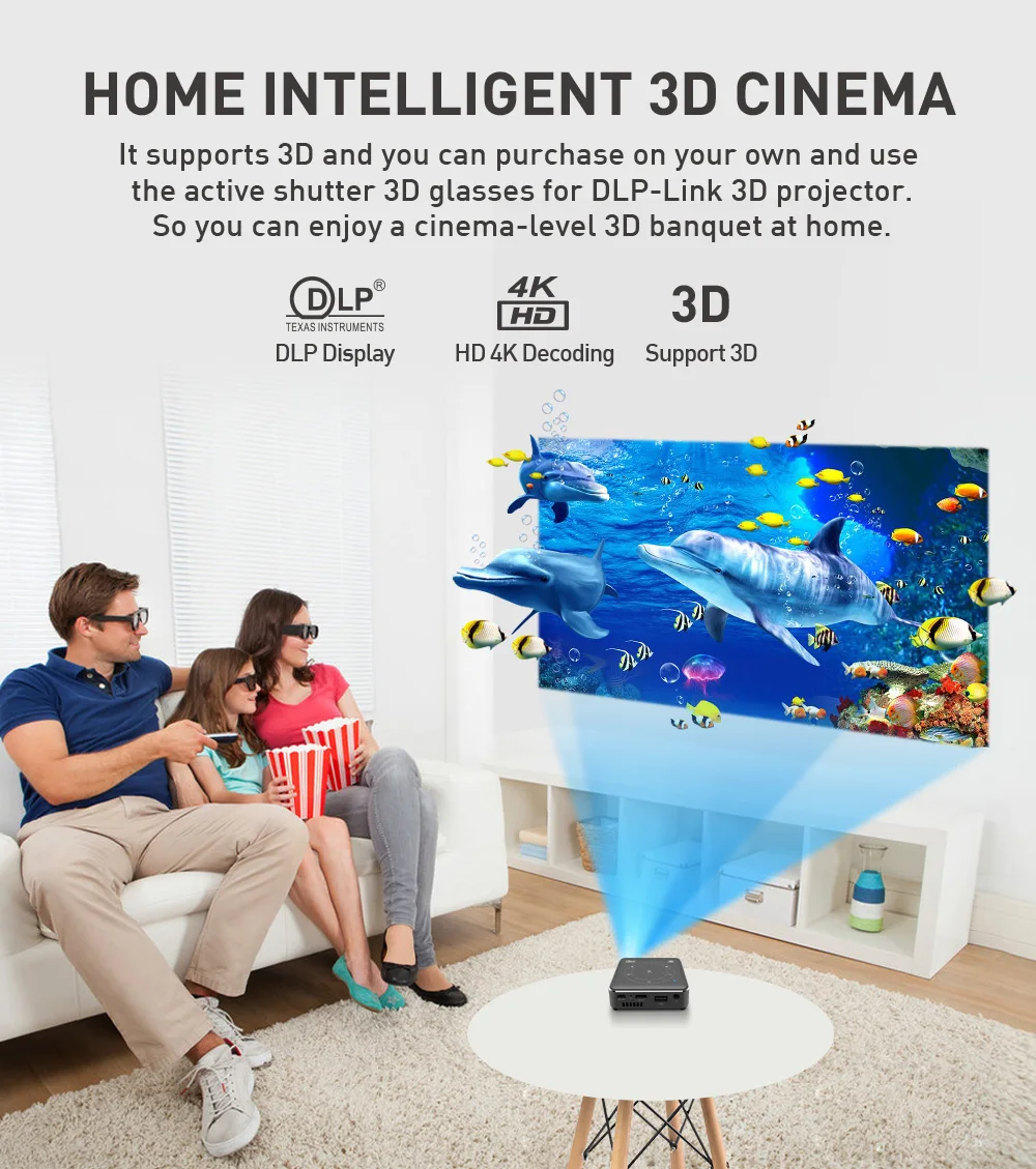 Smartldea P11 Pocket 4K 3D Projector android9.0 2.4G 5G wifi BT5.0 home proyector 4G RAM 32G ROM option HD video game beamer