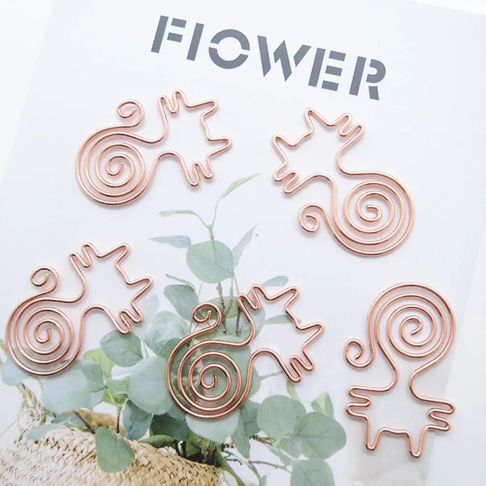 20 Pieces Metal Cat Shape Cute Paper Clips Creative Rose Gold Paperclip Bookmark Clip Document Notes Clips Office Supplies