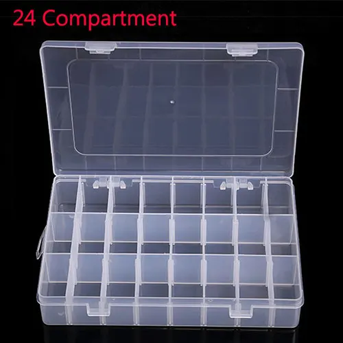 24 Compartment 10/15/24/36 Пластик отсек ювелирные изделия регулируемый Органайзер с разделителями для хранения коробка чехол для хранения серьги кольцо из бисера Мини Товары таблетки - Цвет: 24 Compartment