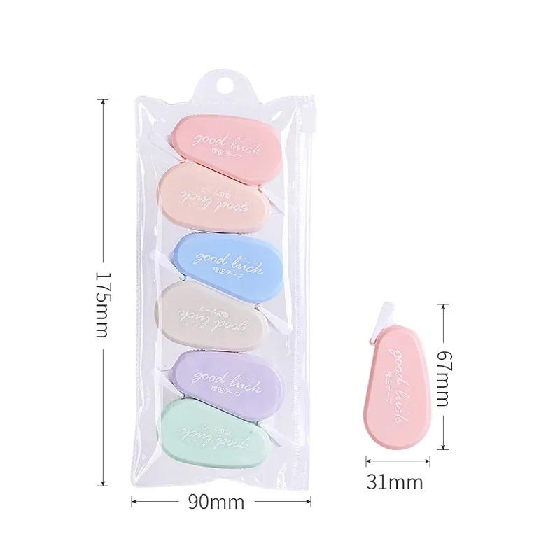 6Pcs/Set correction tape Solid color translucent Corrector kids student school office supplies