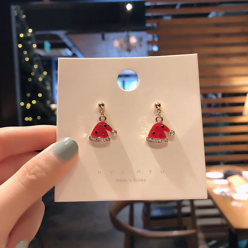 Santa Claus Christmas Earrings Snowman Deer Bell Christmas Tree Ear Jewelry Accessories Lovely Xmas Gifts for Women Girls