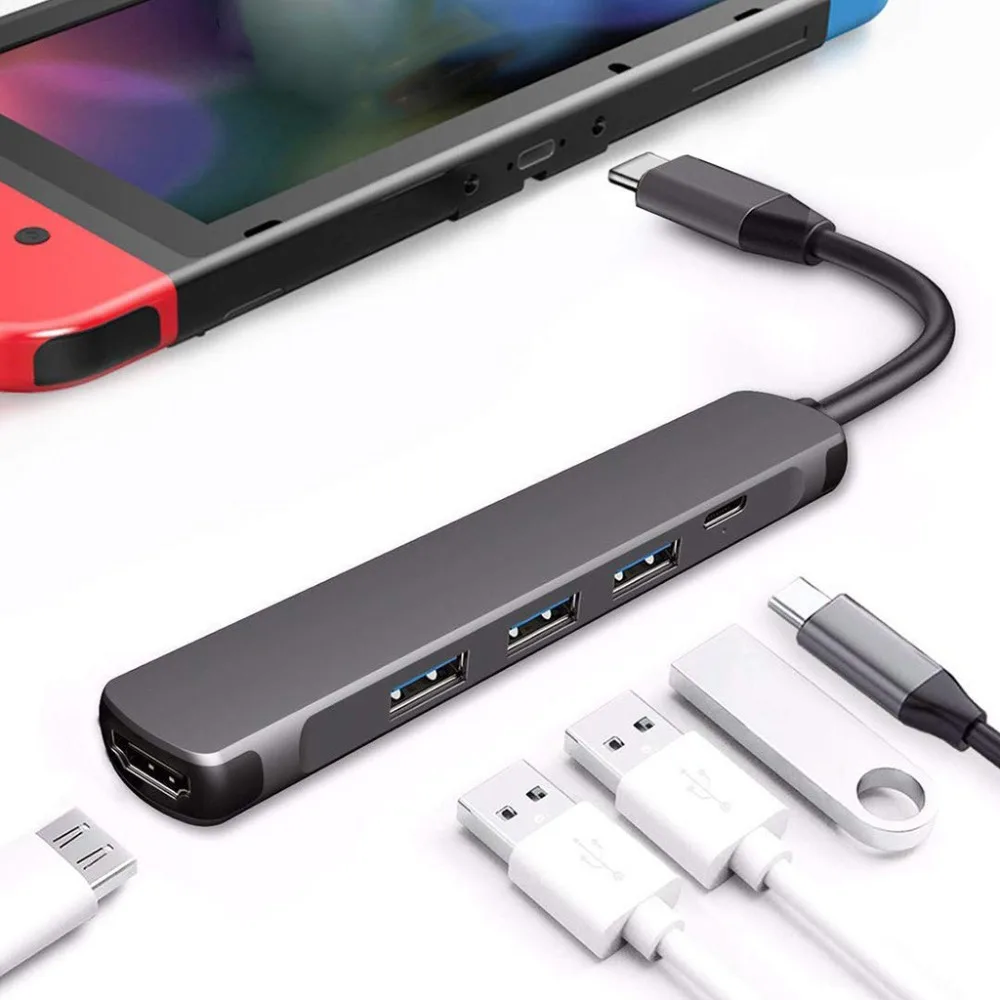 USB C концентратор 5 в 1 usb type C к HDMI USB 3,0 2,0 адаптер концентратор с зарядка PD порт Поддержка нескольких устройств для подключения S18