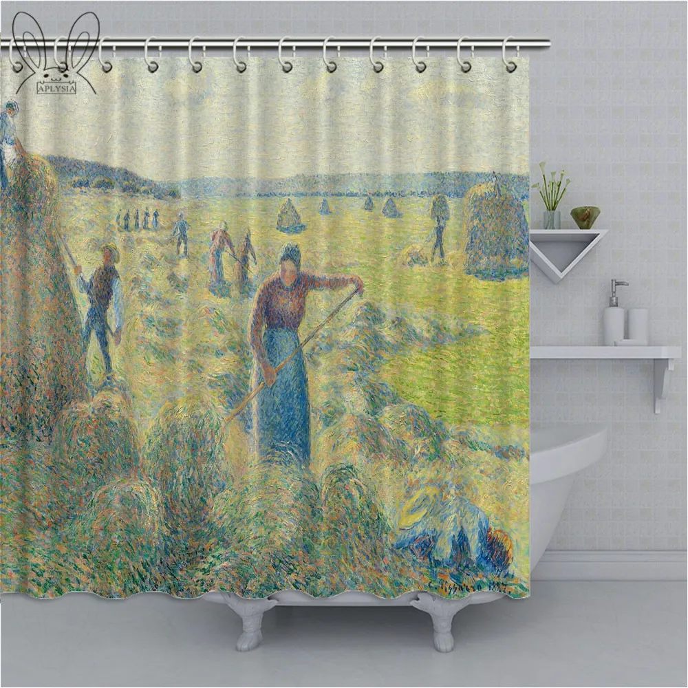 Aplysia Oil Painting Bath Shower Curtain 3D Tree Mildew-proof Polyester Fabric Shower Curtains For Bathroom Decor