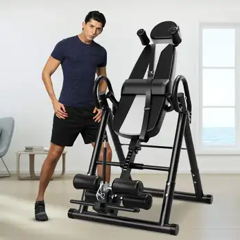 

Inversion Table Fitness Chiropractic Back Stretcher Machine Safety Reflexology Pad Home Gym Training Foldable Upside Down Device
