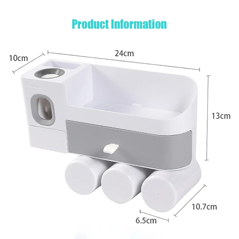 ONEUP Integrated Double Drawer Toothbrush Holder Automatic Toothpaste Squeezer Wall-mounted Dustproof Toothbrush Holder With Cup