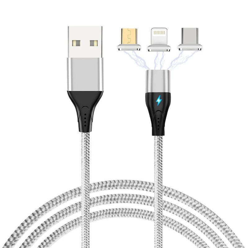 AIREACH, магнитный usb-кабель для быстрой зарядки, кабель USB type C, Магнитный зарядный кабель Micro usb для зарядки и передачи данных, кабель USB для мобильного телефона - Цвет: Gray and  3Plug