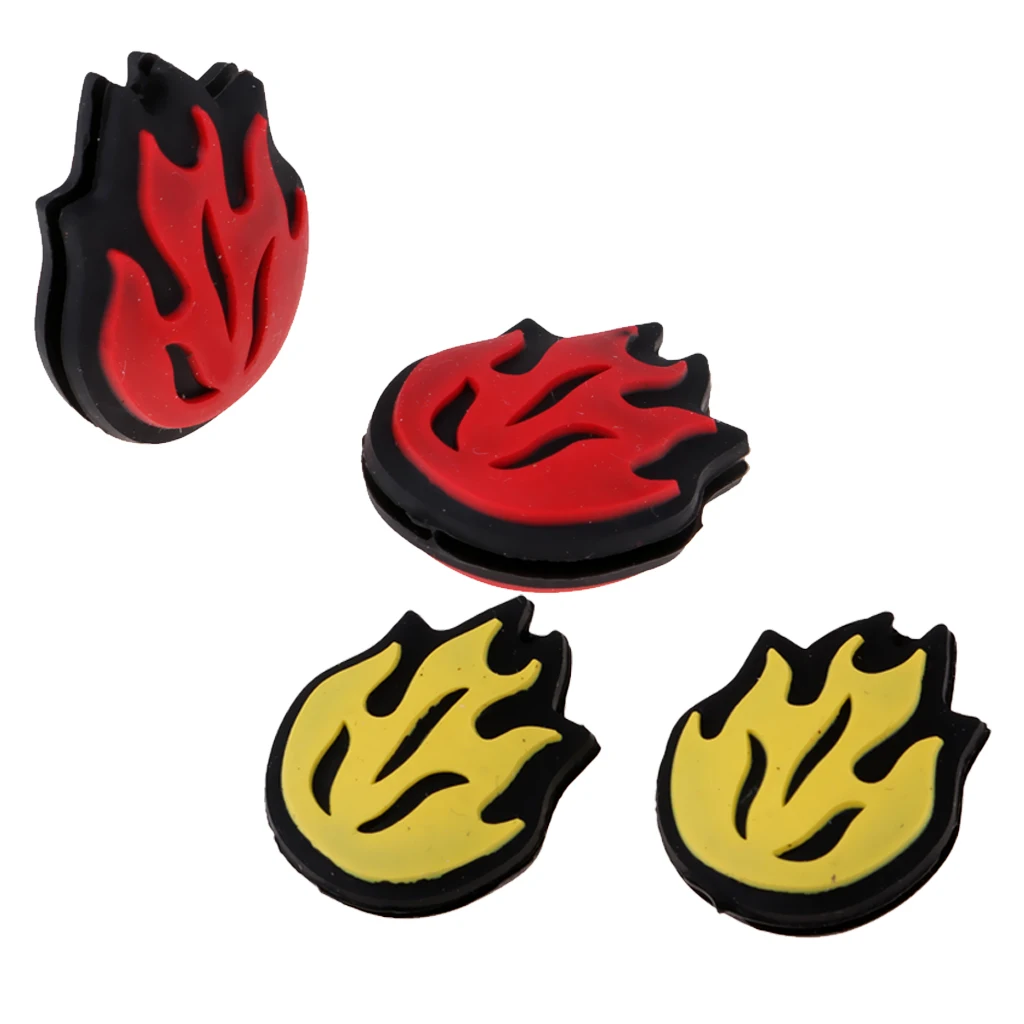 4 Pieces Silicone Flame Tennis Racket Shock Absorber Shockproof Dampener