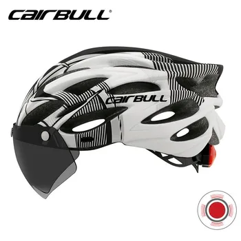

2020 New Bike Helmet MTB Racing Road Goggles With Taillight Removable Visor Mountain Cycling Helmets with Magnetic Lens