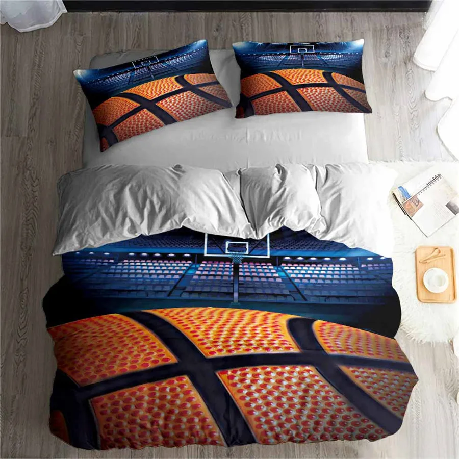 Helengili 3d Bedding Set Basketball Print Duvet Cover Set Lifelike