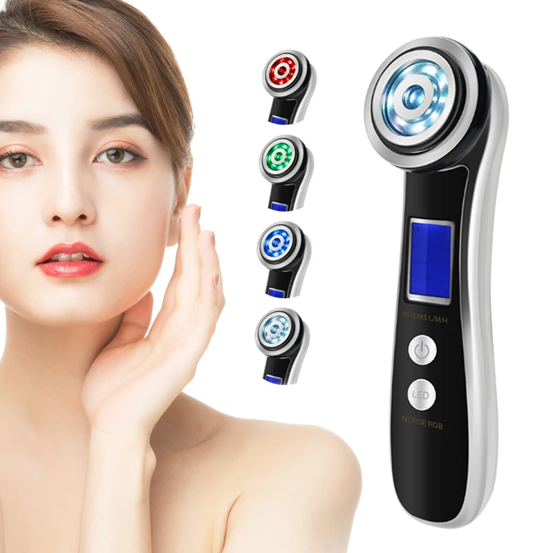 

Ultrasonic RF EMS LED Photon Lights Skin Rejuvenation Instrument For Facial Lift Scrubber Wrinkle Remover Face Pore Cleanser