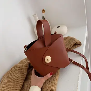 

Small PU Leather Bucket Bags For Women 2020 Shoulder Messenger Bag Ladies Simple Crossbody Handbags Travel Cross Body Bag D97