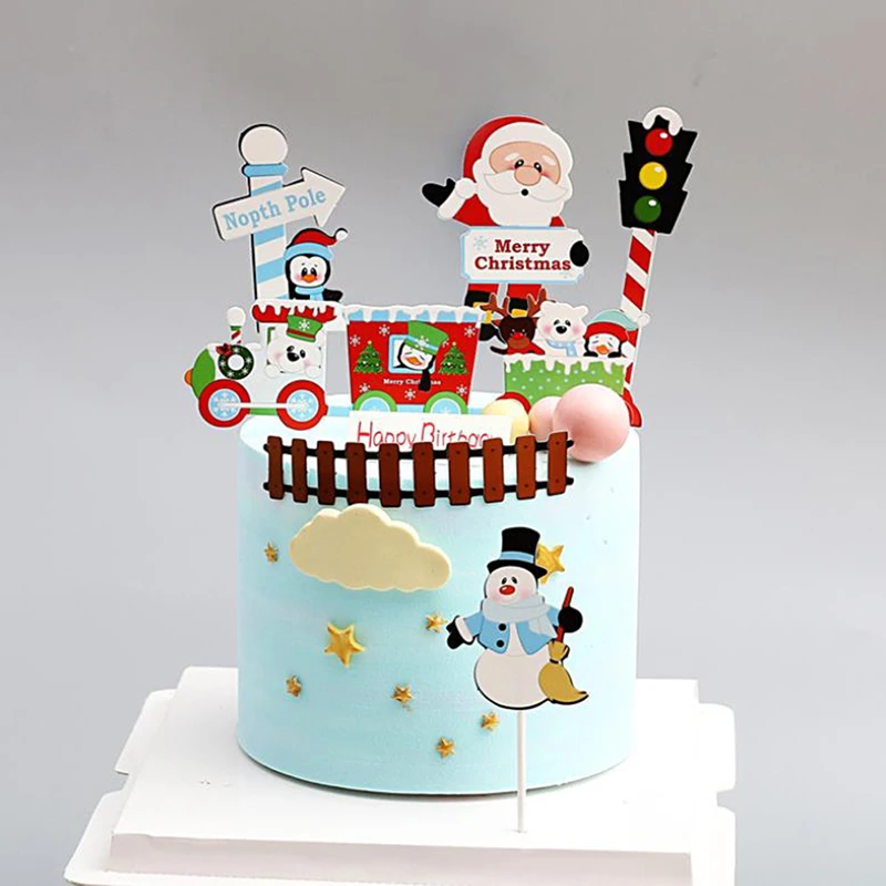 1 conjunto feliz natal carta bolo topper papai noel boneco de neve  decoração do bolo casa|Materiais p/ decoração de bolo| - AliExpress