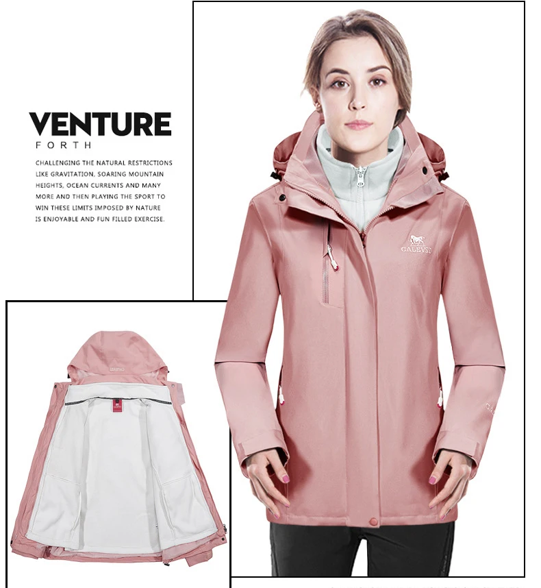 2019 Men Women Winter 3in1 Detach waterproof Camp Hike Trekking Fish Ski Climb Mountain Sport Cycle Outdoor Jackets Windbreaker