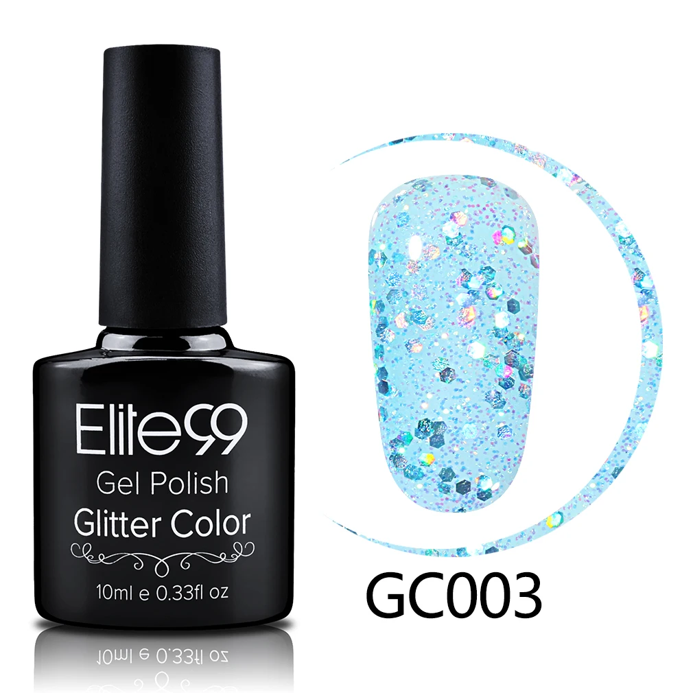 GC003 Elite99 10 мл Блестящий Перманентный лак для ногтей легко замачивается верхнее Базовое покрытие Гель-лак УФ светодиодная лампа машина Гибридный гвоздь лак - Цвет: GC003