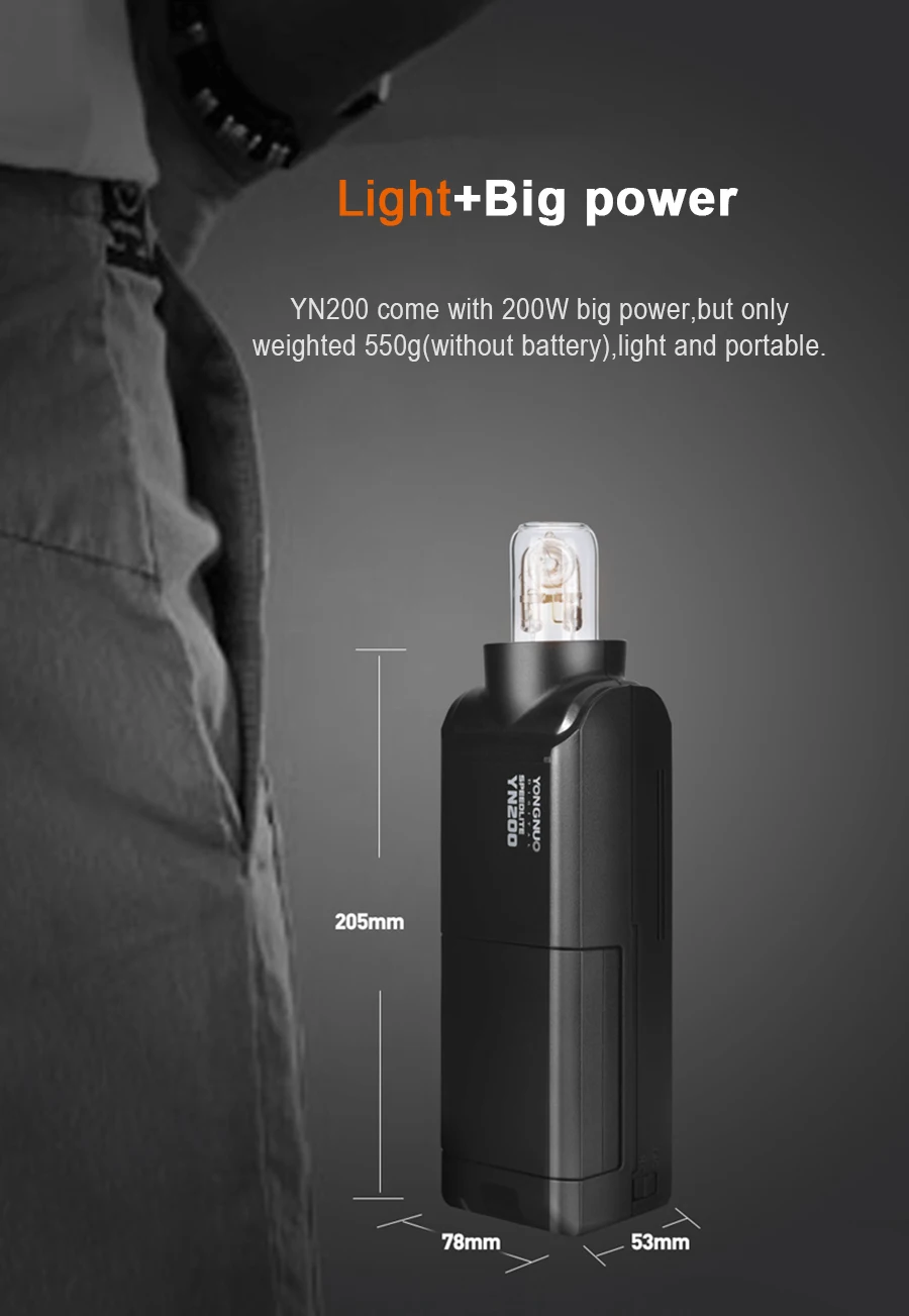 YONGNUO YN200 наружный светильник-вспышка 200 Вт Портативный ttl HSS с триггером 560TX 2,4G беспроводной карманный светильник для студийной фотосъемки