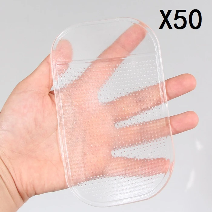 50 pcs SSU# BAO автомобильный нагруженный Противоскользящий коврик Сильный всасывающий силиконовый центральная консоль духи сиденье авто прозрачный коврик для мобильного телефона - Название цвета: 50 pcs