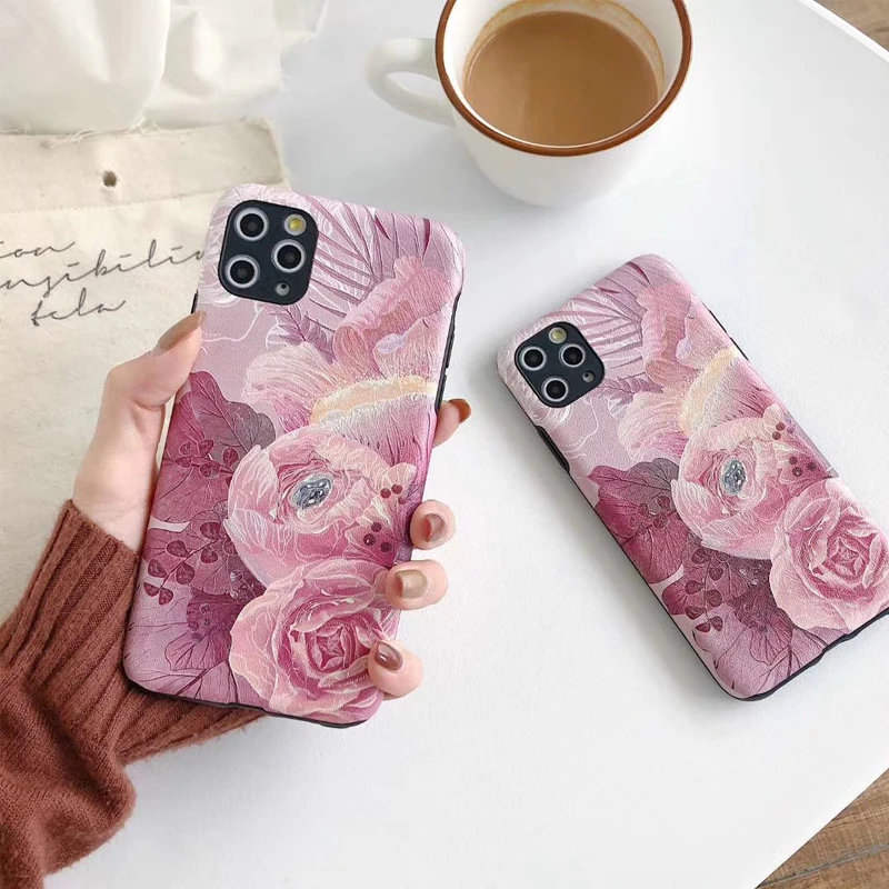 3D Шелковый мягкий чехол для Iphone 11 PRO MAX XS MAX XR X 7 8 6 6S Plus, винтажный Силиконовый противоударный гибкий чехол с изображением цветов