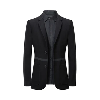

Pure color men's suit jacket long-sleeved fashion casual woolen coat S-3XL male Slim fit Blazers 2019