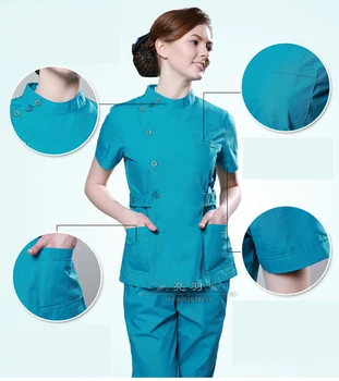 

2019 Summer women hospital medical scrub clothes set fashionable design slim fit dental scrubs beauty salon men nurse uniform