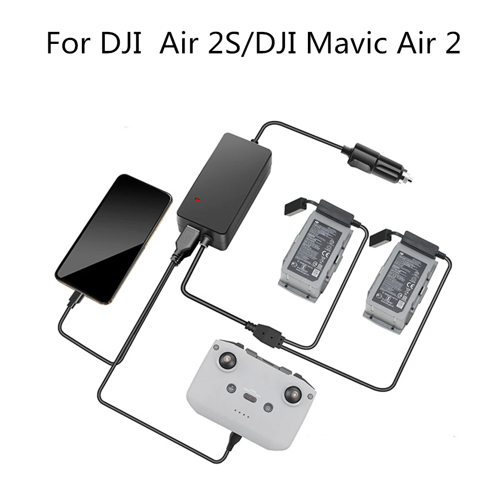 3 In 1 Caricabatteria Per Auto Controller Usb Hub Telefonico Per Dji Air 2S Per Mavic 2 Accessori Per Droni Telecomando Ricarica Rapida
