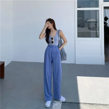 

Spring Summer New Fashion Casual High Waist Wide Leg Pants Women Office Lady Pants Elegant Trousers