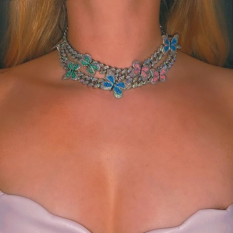 

Цепочка-бабочка женская, с эмалью, 12 мм