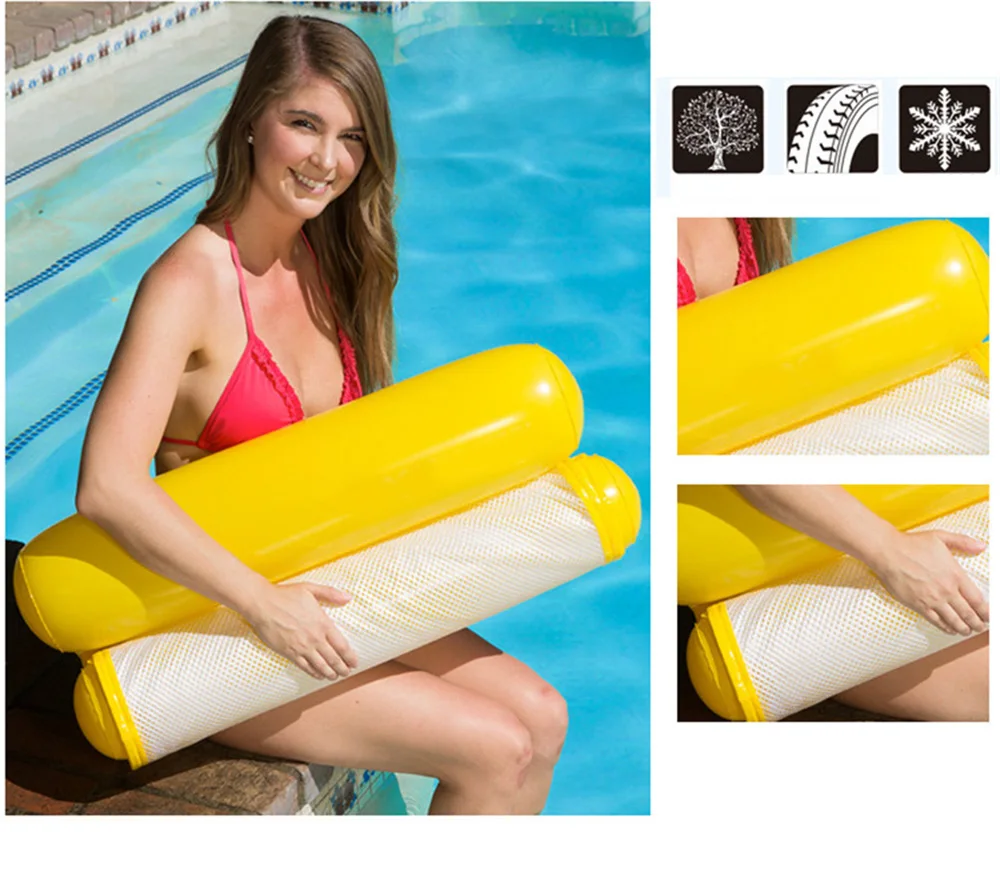 cheap Foldable Water Hammock Float Inflatable Bed Chair Air Lounger Floating Swimming Pool Beach Lounge Double Backrest Recliner