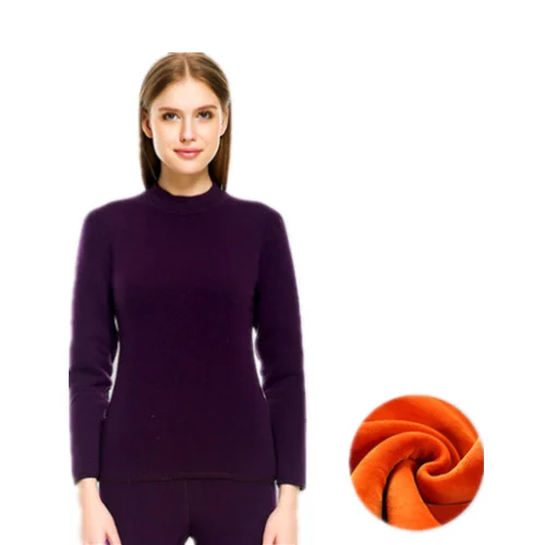 Кальсоны для мужчин и женщин, теплое термобелье для мужчин и женщин, шерстяное утепленное хлопковое зимнее термобелье размера плюс M-4XL - Цвет: purple 5