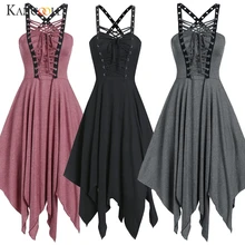 KANCOOLD Harajuku Vintage Retro negro Punk Metal cadena cremallera Spaghetti Strap Back vestido gótico mujeres Sexy vestido sin mangas