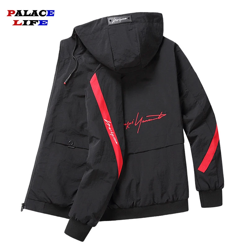 Мужская куртка-бомбер Харадзюку, куртка пилота, весна-осень, Повседневная Уличная одежда на молнии в японском стиле, большие Азиатские размеры, M-4XL - Цвет: red