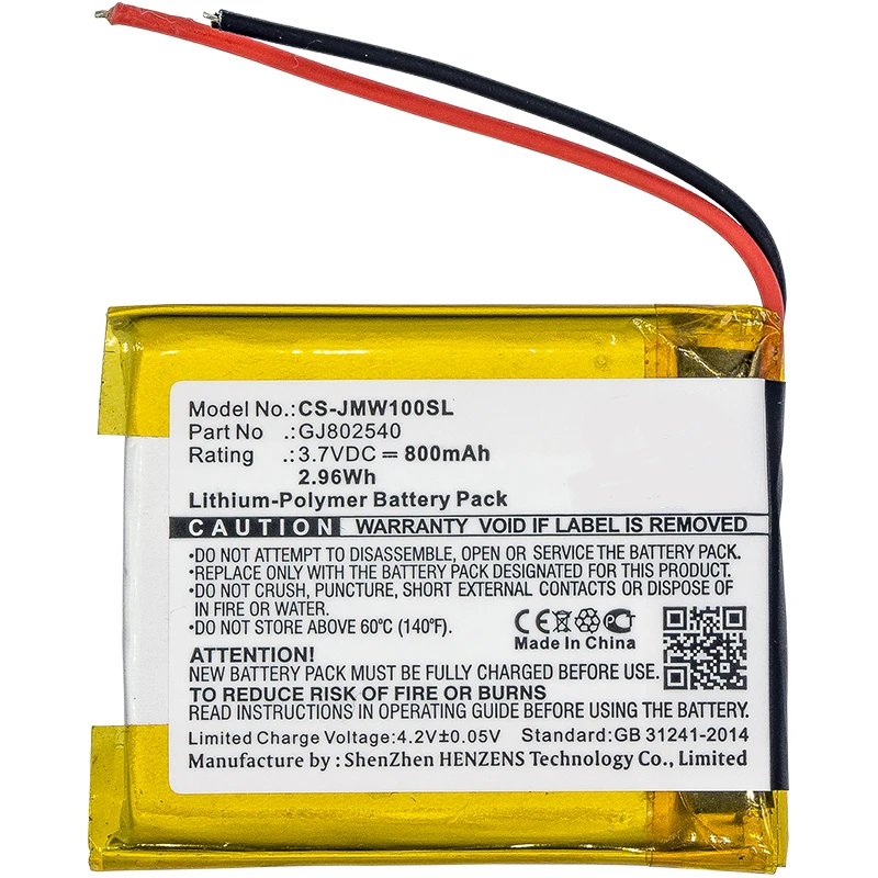 

GJ802540 Speaker Battery CS-JMW100SL For JBL Wind High Quality Batteria AKKU 3.7V 800mAh