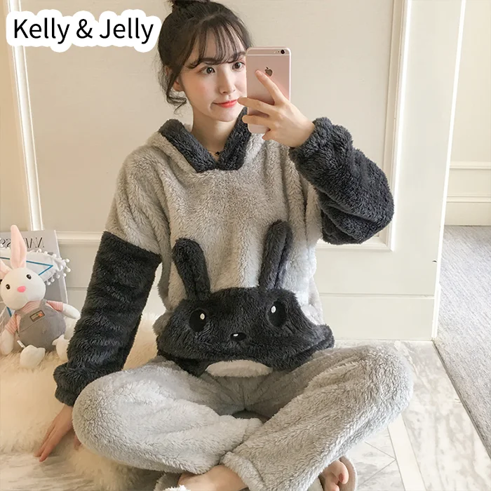 Пижама женская зимняя фланелевая новая утолщенная плюшевая Корейская Милая с