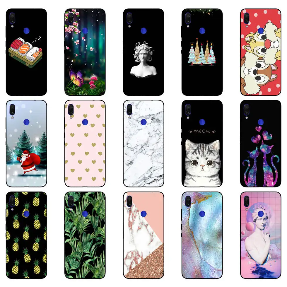 Untuk Xiaomi Redmi Note 7 Hitam Case Silikon Lembut Funda untuk Xiaomi Redmi Catatan 7 Hitam TPU Case Pelindung 6.3 