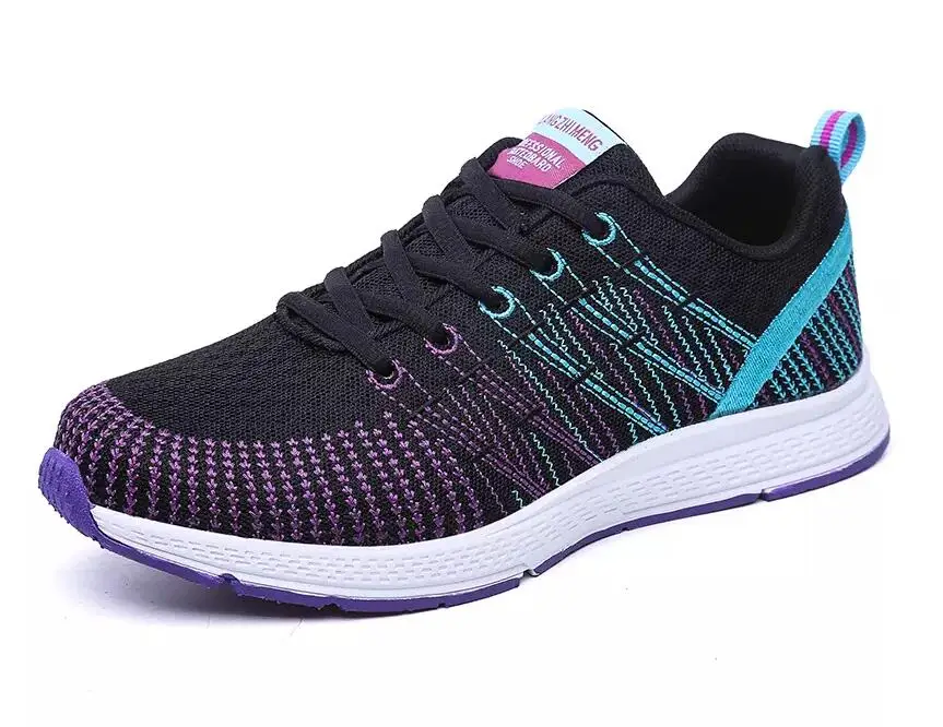 Осенняя спортивная обувь, женские кроссовки, женские кроссовки для бега, дышащие, на шнуровке, chaussure femme, женские модные кроссовки - Цвет: 605 black purple
