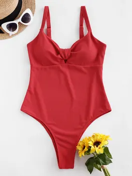 

ZAFUL High Leg Ribbed One-piece Swimsuit Women Swimwear Summer Sexy athing Suit Sportswear 2020 New