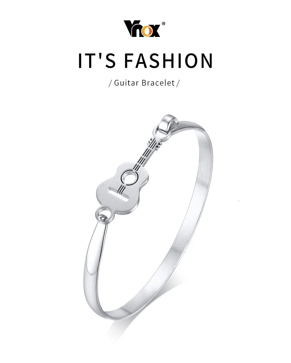 Elegantes Edelstahl Armband mit Gitarre