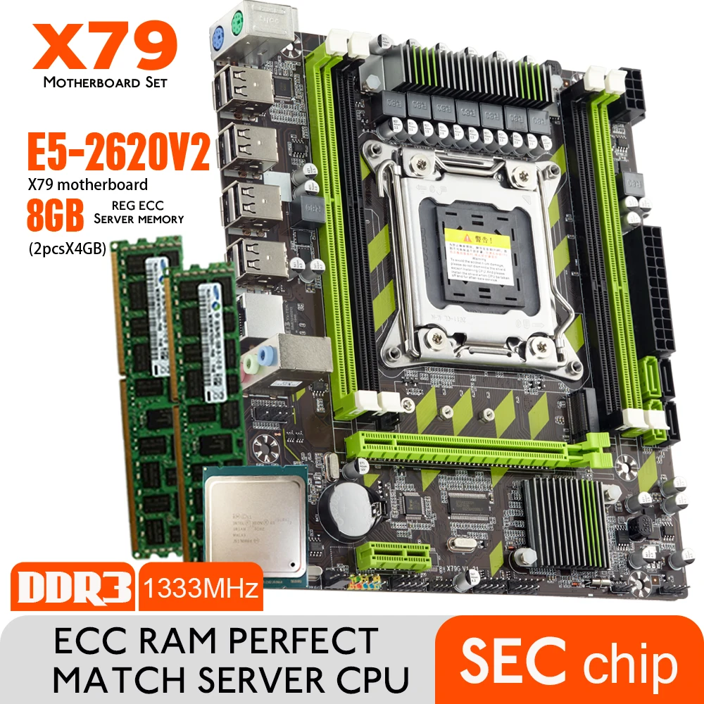 X79 X79G Motherboard LGA2011 Combos E5 2620 V2 E5 2620 V2 CPU 2pcs x 4GB = 8GB DDR3 RAM 1333Mhz PC3 10600R RAM REG ECC SEC chip|Motherboards| - AliExpress