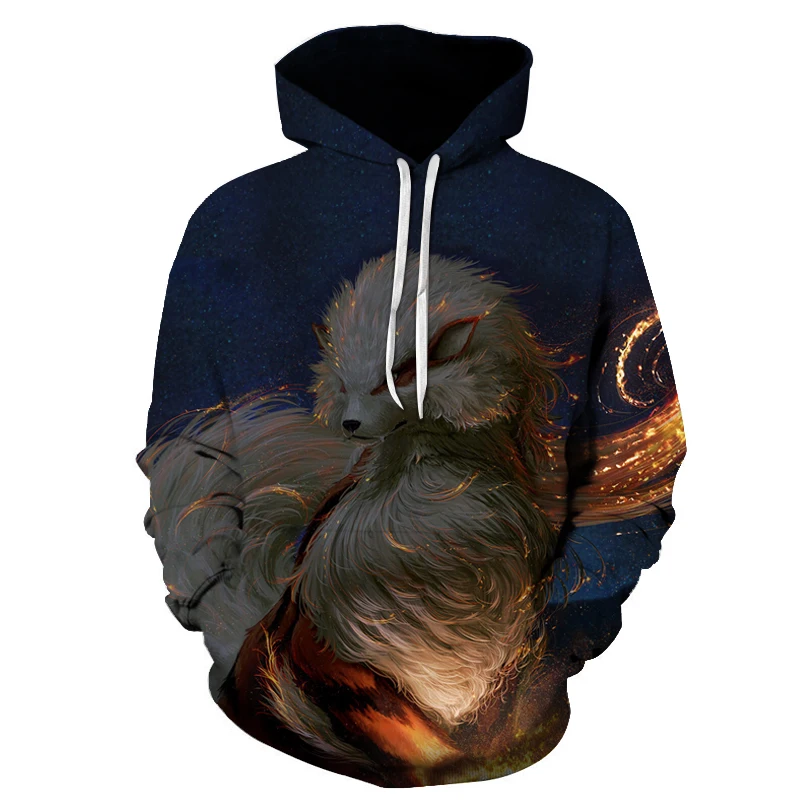

2019 New animation film 3D animation printing pullovers 3D variation ling fox print pullovers stylish men's hoodies sportswear
