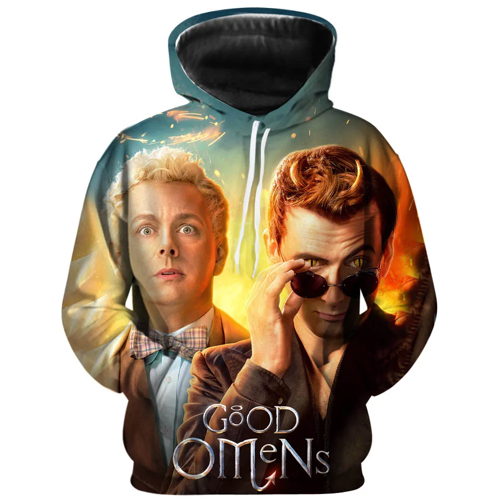 MS0378 Новая мода для мужчин/женщин 3d толстовки с принтом Good O для мужчин s Crowley и Aziraphale толстовки весна осень тонкий пуловер с капюшоном топы - Цвет: MS0378